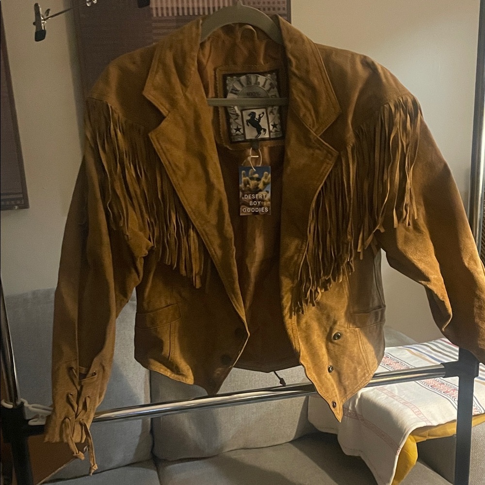 Vintage Brown Fringe Suede Jacket